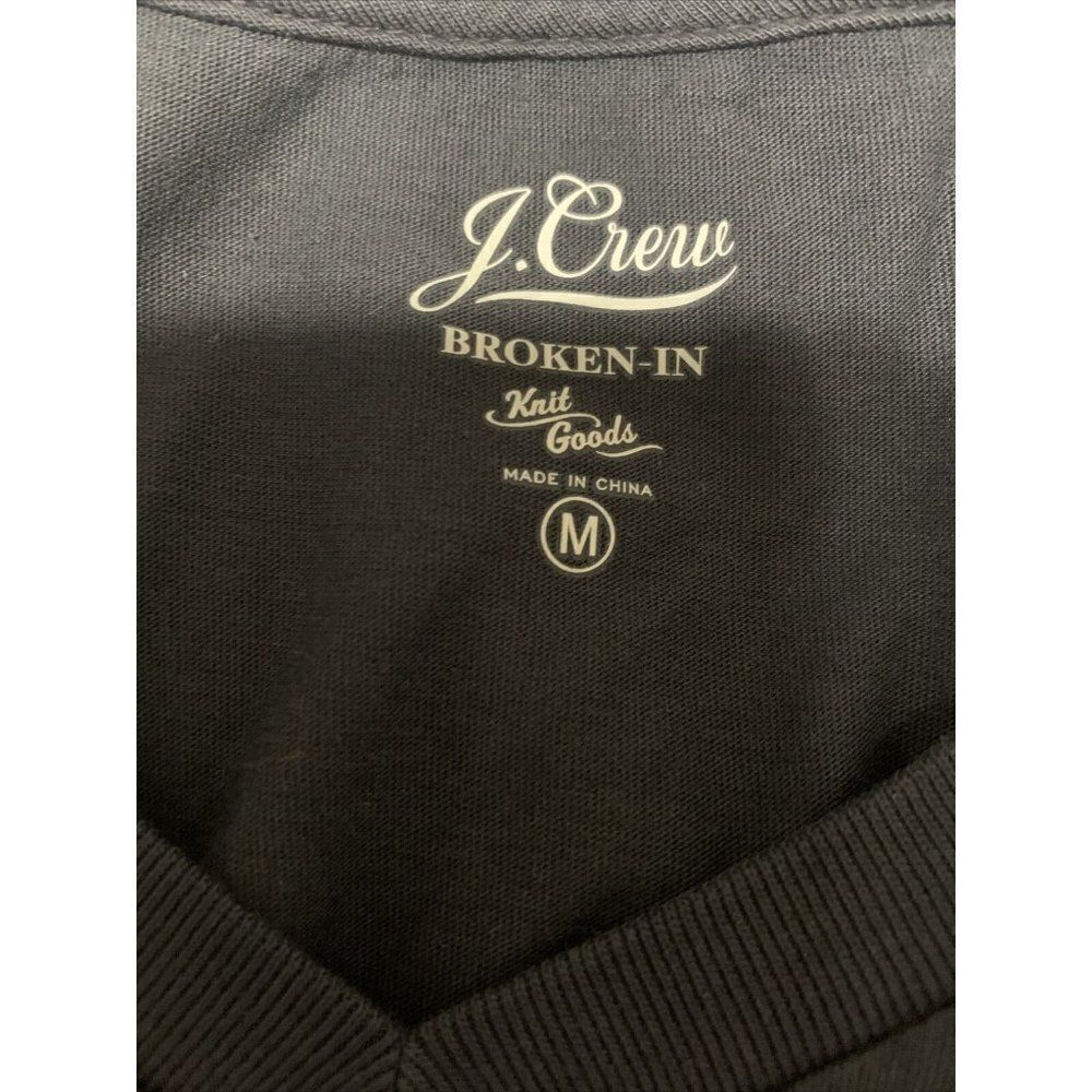 j crew womens solid black v neck short sleeve top t shirt broken in medium - Picture 3 of 4
